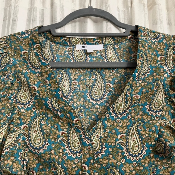 DR2 by Daniel Rainn Multicolor Paisley V-Neck Ruffle Top Women’s Size Medium - Picture 4 of 14